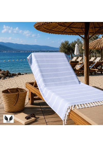 Pega Sultan Peştamal %100 Koton Bebe Mavisi Plaj Havlusu 90 x 170 CM
