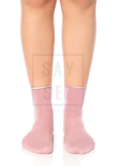 Saysez Bambu Kadın Lastiksiz Pembe Soket Dikişsiz Premium Çorap 3'lü Pkt Pembe