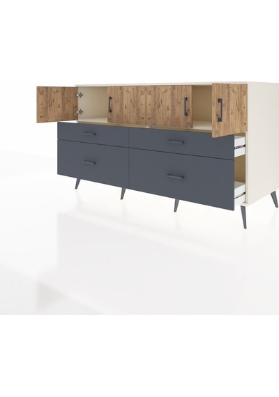 Kronos Konsol 2 Raflı 4 Çekmeceli 4 Kapaklı 176x59x99 Aytaşı-çam/ Aytaşı-çam/antrasit