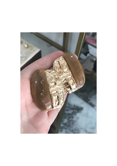 Gold Detaylı Küpe Altın