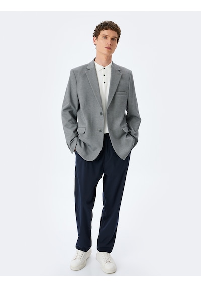 Koton Cep Detaylı Pamuk Karışımlı Mono Yaka Slim Fit Blazer Ceket Gri 5sam50003hk Gri Koton Cep Detaylı Pamuk Karışımlı Mono Yaka Slim Fit Blazer Ceket Gri 5sam50003hk Gri
