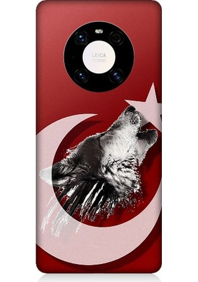 Huawei Mate 40 Pro Uyumlu Kurt Ve Bayrak Desenli Silikon Kılıf