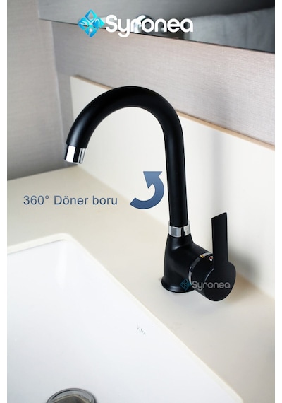 Siyah Kısa Borulu Lavabo Bataryası Delta Aç Kapa Musluk Siyah