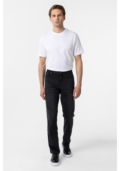 Süvari Siyah Regular Denim Pantolon-35074 Siyah