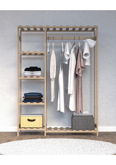 Ahşap Gardırop, Masif Ahşap Dolap, Açık Dolap 110x40x150 Ahşap