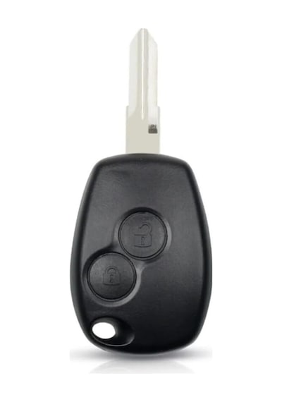 Autohan Keys Renault Dacia 2 Düğmeli Kumanda Anahtarı Kabı, Siyah, Plastik, Kangoo Clio Trafic Standart