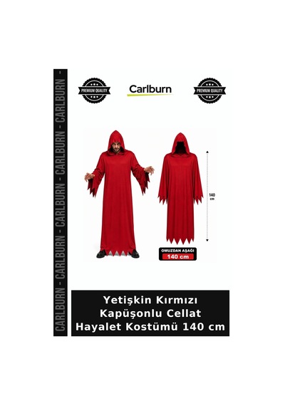 Yetişkin Kırmızı Kapüşonlu Cellat Hayalet Kostümü 140 Cm Özel Gün Dikkat Çekici Alternatif Giyim Siyah