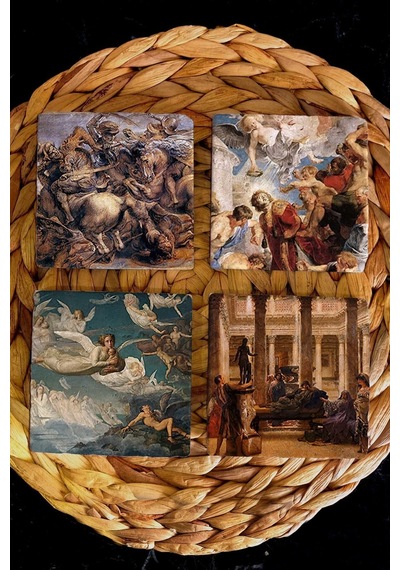Doğal Taş Bardak Altlığı 4'lü Set 10x10x1 Cm - Mitoloji Stone Coasters Çok Renkli
