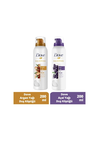 Dove Duş Köpüğü Argan Yağı 200 ML + Açai Yağı 200 ML