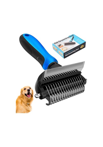 Köpekler İçin Astar Tırmığı, Büyük Köpekler İçin Köpek Deshedding Fırçası, Uzun Saçlı Kediler İçin 2'si 1 Arada Yıkıcı Tarak Ve Dökülme Aleti, Evcil Hayvan Tüyleri Bakım Fırçası, Şeffaf Paspaslar Ve Dolaşmalar, Dökülmeyi% 95 Azaltır