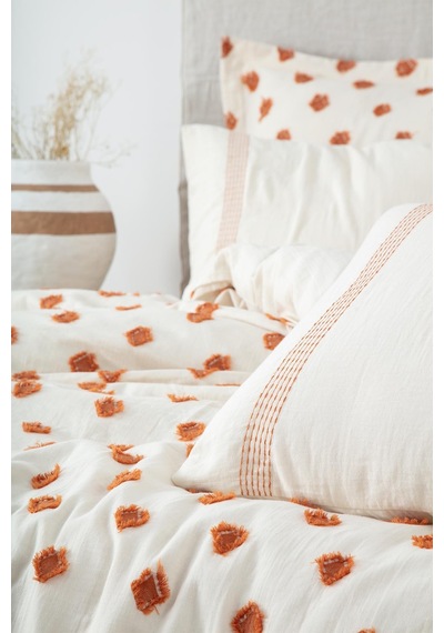 Ecocotton İmre Çift Kişilik Nevresim Takımı %100 Organik Pamuk Müslin Terra 200x220 Cm-1517 Terra