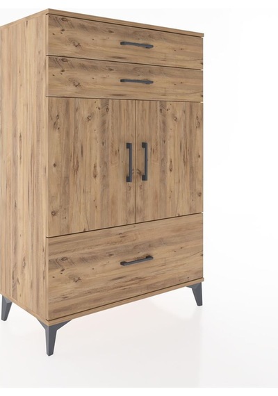 Hyperion Dolap 2 Raflı 3 Çekmeceli 2 Kapaklı 88x44x134 Çam-çam Atlas Çam