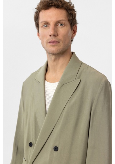Antioch Relax Fit Diagonel İnce Erkek Blazer Ceket Haki