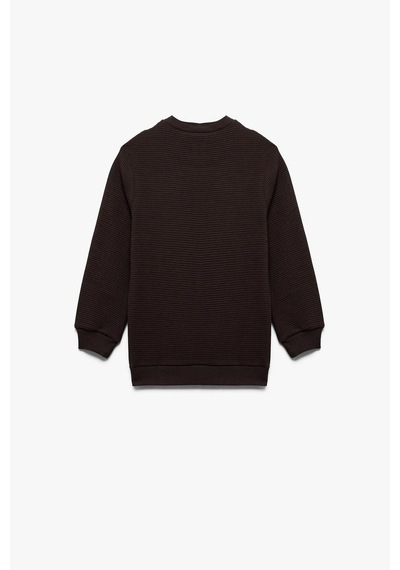 Koton Erkek Çocuk Pamuklu Uzun Kollu Bisiklet Yaka Basic Sweatshirt Kahve