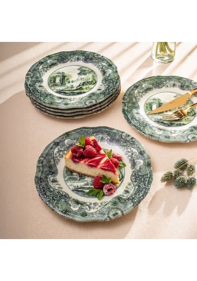 Fecra Vintage Emerald 6 Parça Pasta Tabağı Seti Yeşil