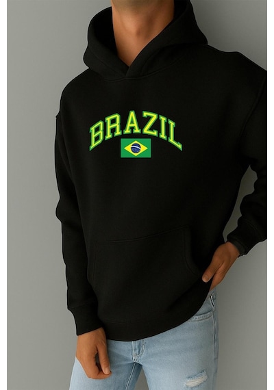 Benroma 3 İplik Penye Brazil Baskılı Sweatshırt Çok Renkli