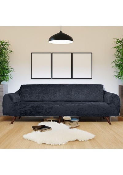 Kadife Lastikli 3 Kişilik Koltuk Örtüsü Kanepe Kılıfı Çekyat Örtüsü Kılıfı Antrasit 180 X 230 Diğer