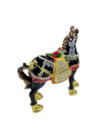 Düz At Biblo 7,5 7,5 CM Siyah Gold Taş Detaylı
