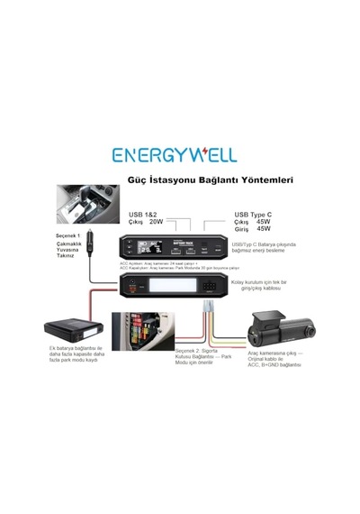 Battery Pack P6 Araç Kamerası Park Modu Güç İstasyonu