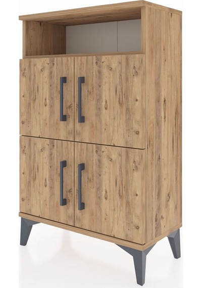 Arges Komodin Tek Raflı 4 Kapaklı 60x30x96 Çam-çam Çam
