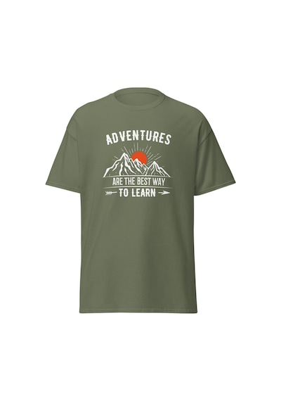 Wildstyle Adventures Are The Best Way To Learn Baskılı Kamp Doğa Unisex Pamuklu Tişört Haki