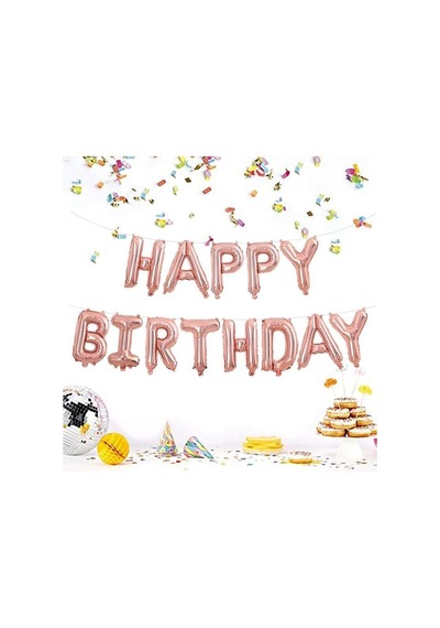 Beysüs Happy Birthday Rose Gold Harf Folyo Balon Set Altın