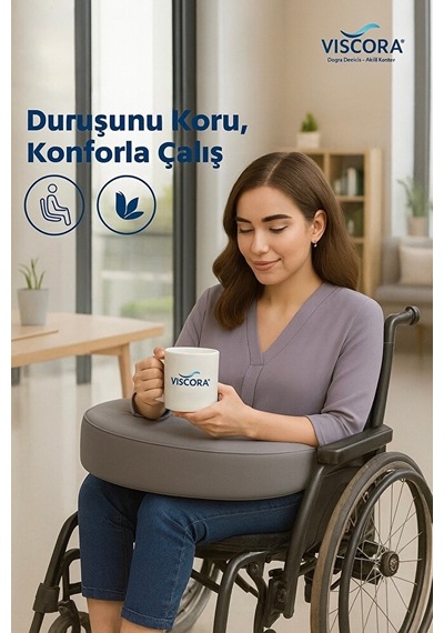 Vıscora Tekerlekli Sandalye Minderi Çok Amaçlı Çalışma, Okuma Ve Günlük Aktivite Minderi Gri