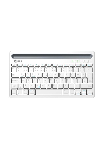 Lecoo Bk100 Bluetooth V3.0 Çoklu Cihaz Uyumlu Şarj Edilebilir Kablosuz   Beyaz Türkçe Q Klavye