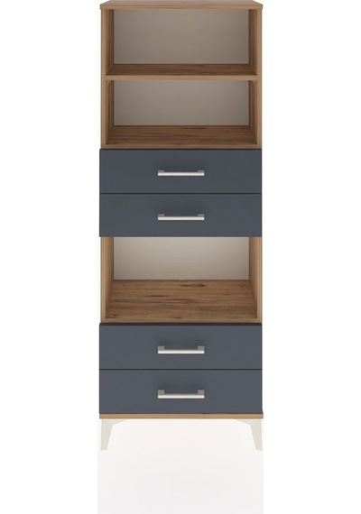 Arges Dolap 3 Raflı 4 Çekmeceli 60x30x163 Çam-antrasit Atlas Çam
