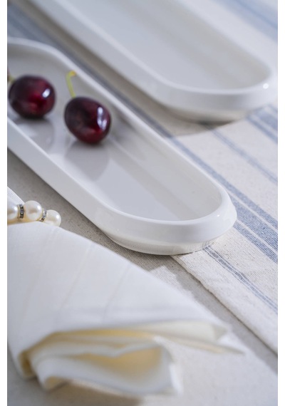 Acar Rumi Oval Kayık Tabak - 28 Cm Beyaz