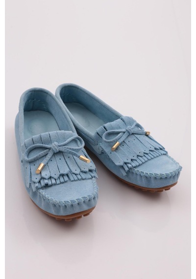 Dgn K118 Kadin Püskül Detayli Loafer Ayakkabi K118-1774-R6111 Bebe Mavi