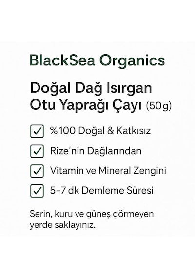 Blacksea Organics Doğal Dağ Isırgan Otu Yaprağı Çayı 50 G
