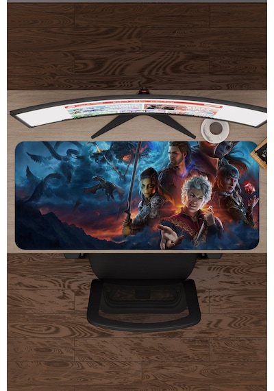 Baldur's Gate 3 Kaymaz Dikişli Kauçuk Oyuncu Mousepad V1 - 90x40 Xxl Gaming Mouse Pad Fare Altlığı