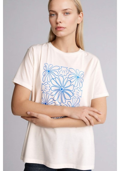 Defacto Baskılı Ekru Kadın T-shirt H2448ax/er105