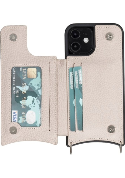 Apple Uyumlu  iPhone 12 Pro Deri Askili Kilif Ufw Erc3 Bej 557298612