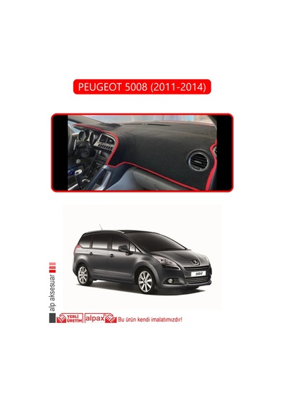 Peugeot 5008 2011-2014 Torpido Koruma Halısı Kırmızı Kenar