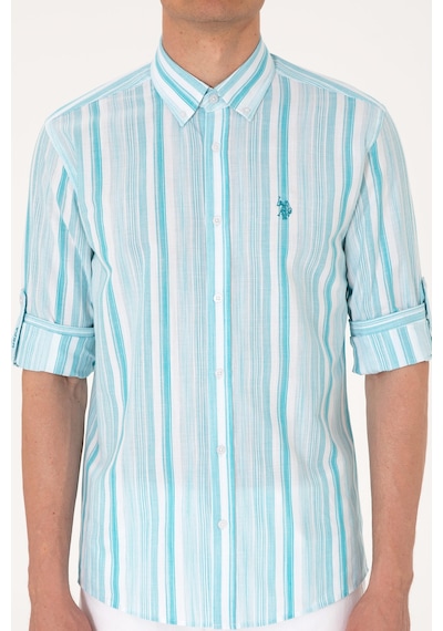 U.s. Polo Assn. Erkek Aqua Gömlek Desenli 50306331-vr007 Aqua