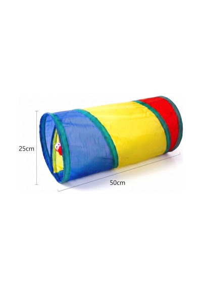2 Adet Kedi Oyun Tüneli Katlanabilir Ponpon Oyuncaklı Kedi Tüneli Seti 25x50 Cm