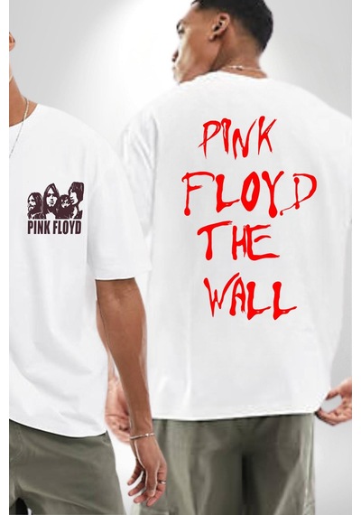 Pink Floyd The Wall Beyaz Oversize Unisex Ön Ve Sırt Baskılı Tişört Beyaz