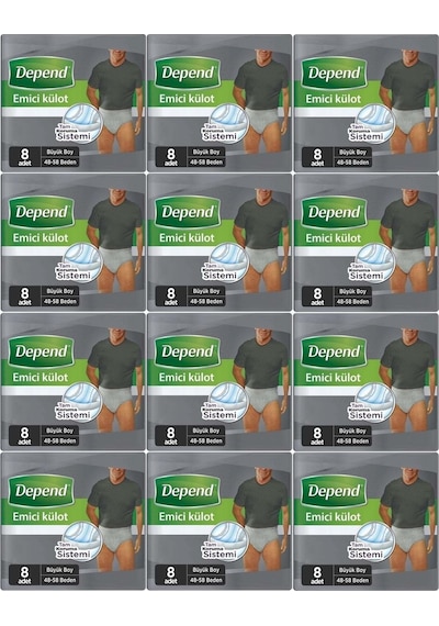 Depend Emici Külot Hasta Bezi Büyük Erkek 12 x 8'li