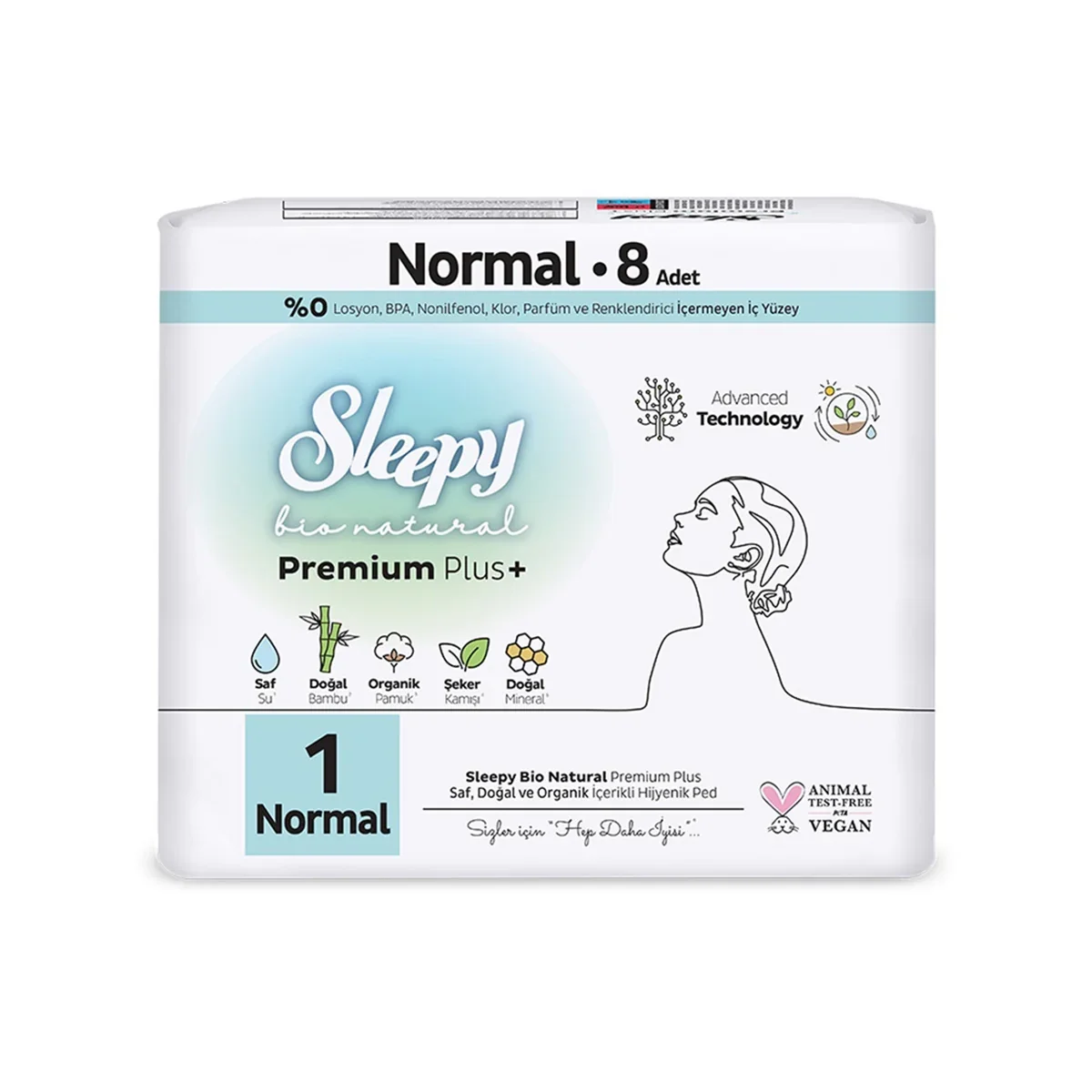 Sleepy Ped Bio Natural Premium Plus + No : 1 Normal 8 Li Hijyenik Ped