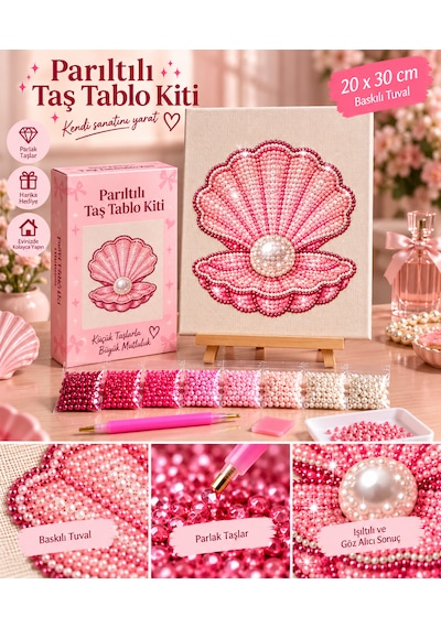 Bedazzling Taşlı Tuval Kiti Küçük Boy İstiridye 1 Adet