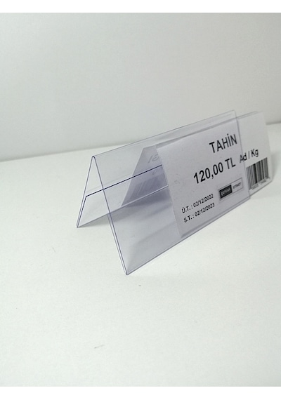 10 Adet Pvc Şeffaf Etiketlik Çatı Tipi 8x4,5 Cm Çift Yön İsimlik