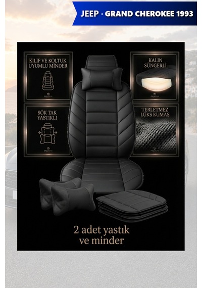 Jeep Grand Cherokee 1993 Uyumlu Premium Siyah Renk Lüks 2 Adet Minder Ve Yastık