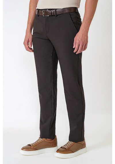 Comfort Fit Yan Cepli Esnek Pamuklu Kahverengi Pantolon P 1234