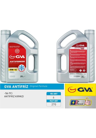 Gva Antifriz 3 Lt -56 C Kırmızı Long Life Koli 6 Ad Organık IS00-GVA 9930133