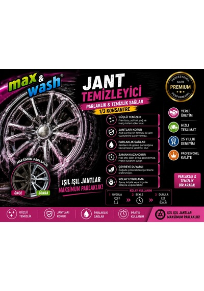 4 Kg Jant Temizleyici 1/3 Konsantre Güçlü Kir Ve Fren Balata Tozu Temizleyici Profesyonel Oto Kuaför Ürünü