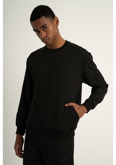 Airlife Sports Club Sz 3 Erkek Sıfır Yakalı Sweatshirt Siyah