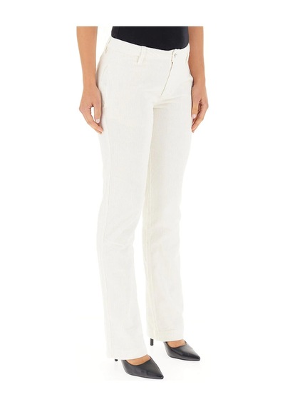 Calvin Klein Cotton Corduroy Stra, Ybı Kadın Beyaz Pantolon