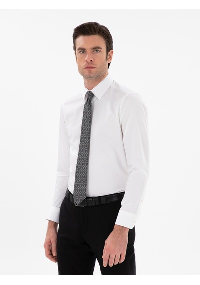 Cacharel Beyaz Slim Fit Klasik Yaka Basic Gömlek